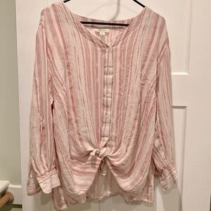 Style & Co Pink Gauze tab sleeve top | 2X